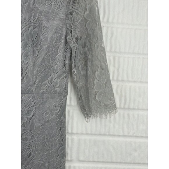 Lulus Dress Small Angel Eyes Grey Lace Midi Formal Wedding Event Mother of Bride - Picture 6 of 13